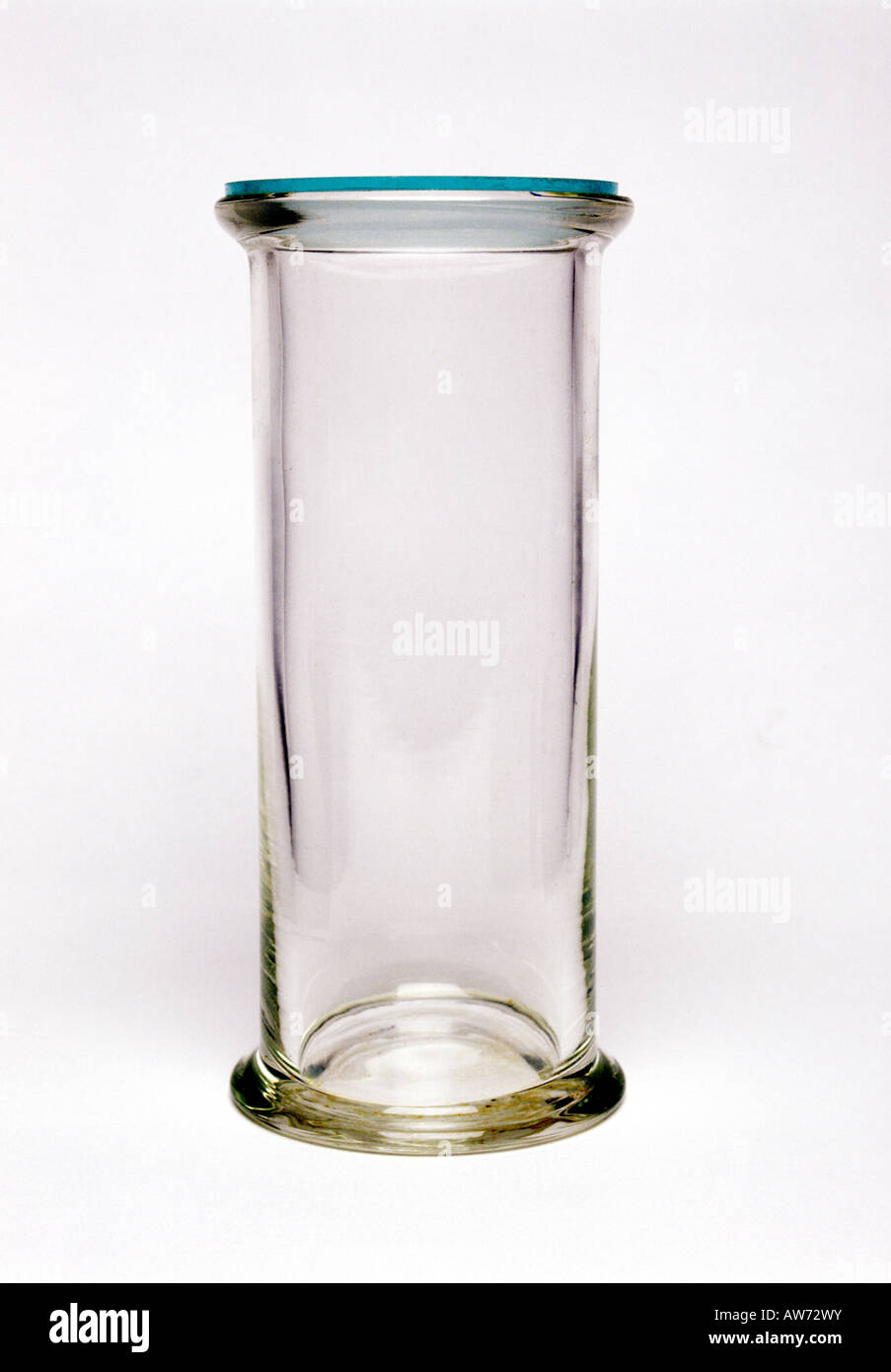 A gas jar full of air with ground glass lid Stock Photo