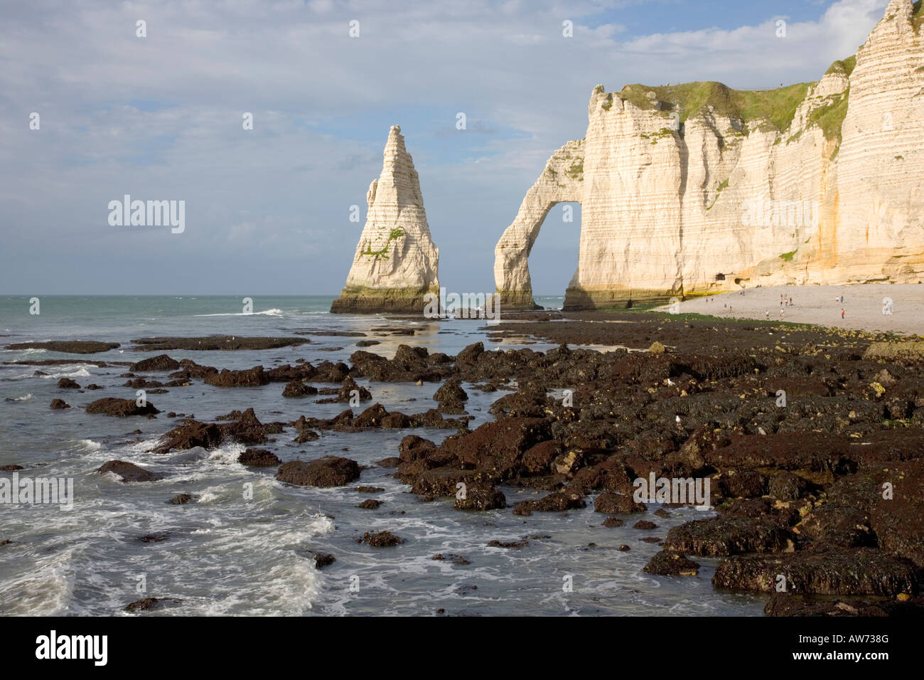 Etretat, Normandy, France. View to the Aiguille and Falaise d'Aval from ...
