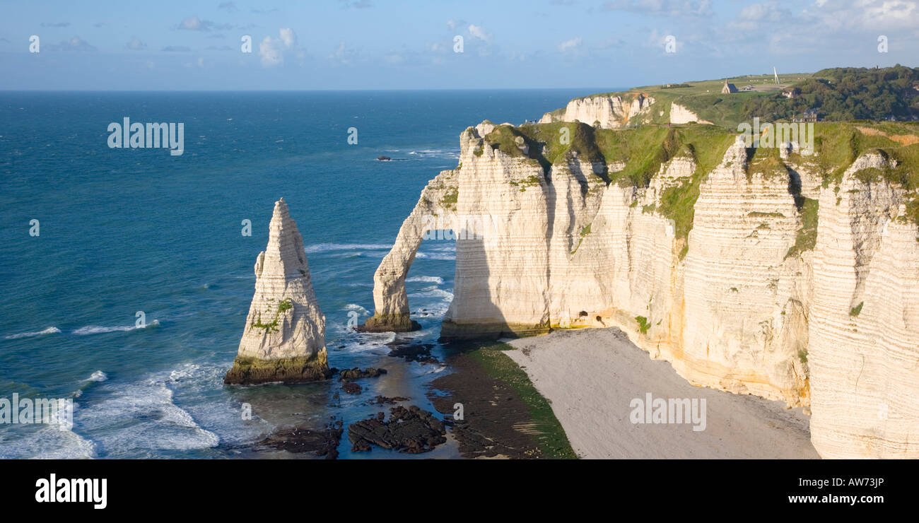 Etretat, Normandy, France. View to the Aiguille and Falaise d'Aval from ...