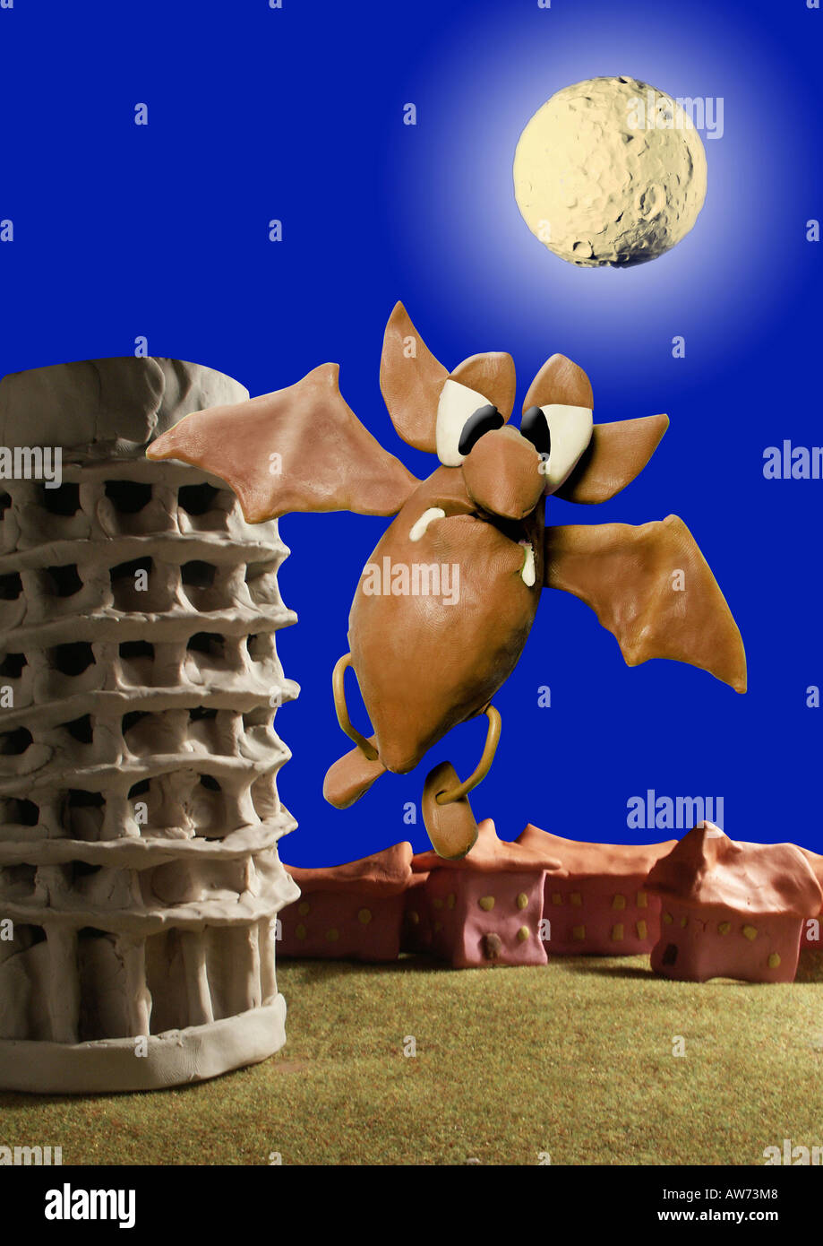 Bat flying in moonlit night Stock Photo Alamy