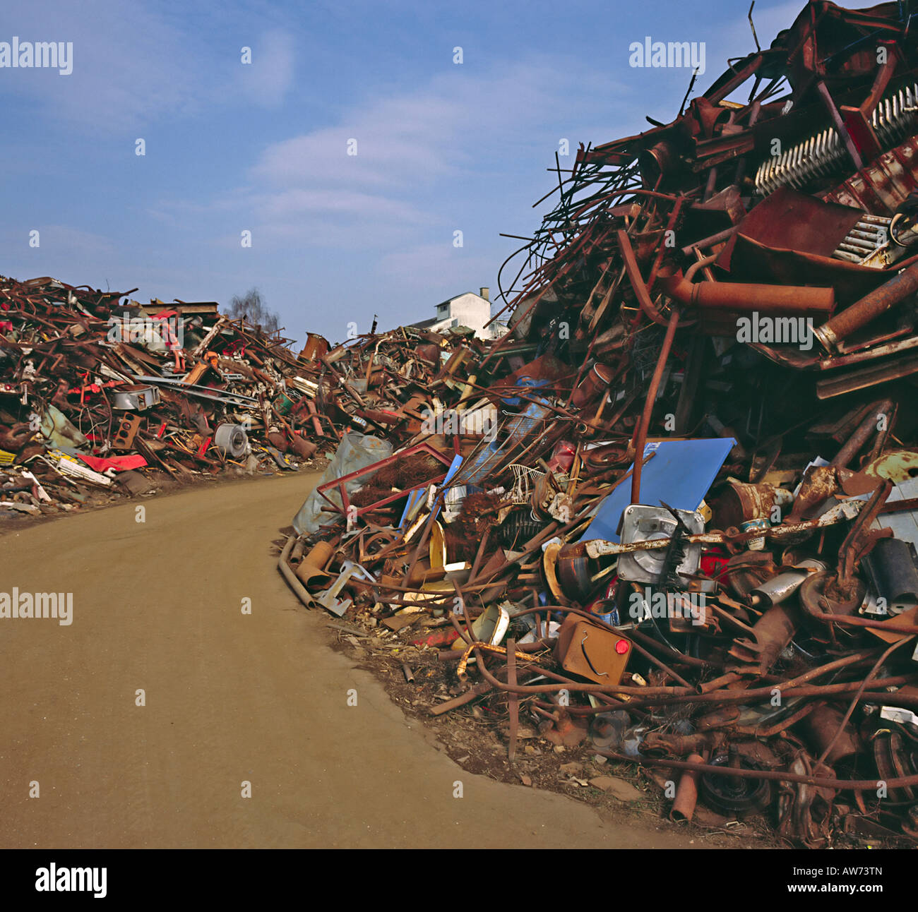 recycling of metall collecting point site for discarded metal iron reusable material Hesse Germany Stock Photo