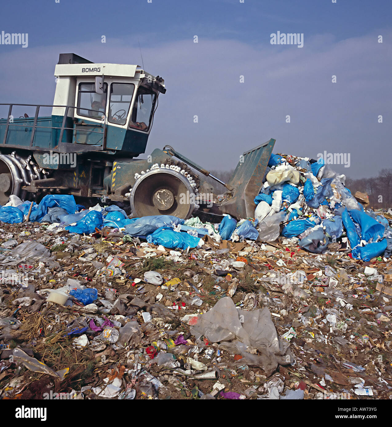 rubbish desposal trash garbage on landfill tip dump in Hesse Germany Stock Photo Alamy