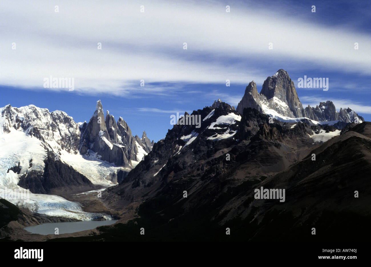 A view of the Fitz Roy Range in all its splendor Stock Photo