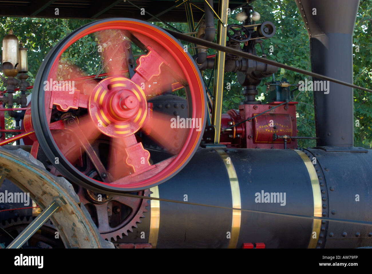 steam engine flywheel Stock Photo