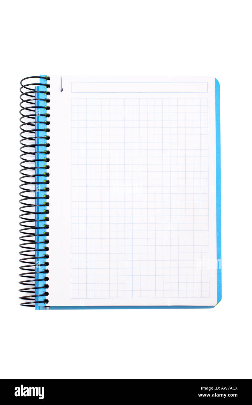Blank notebook sheet isolated on white background Stock Photo Alamy