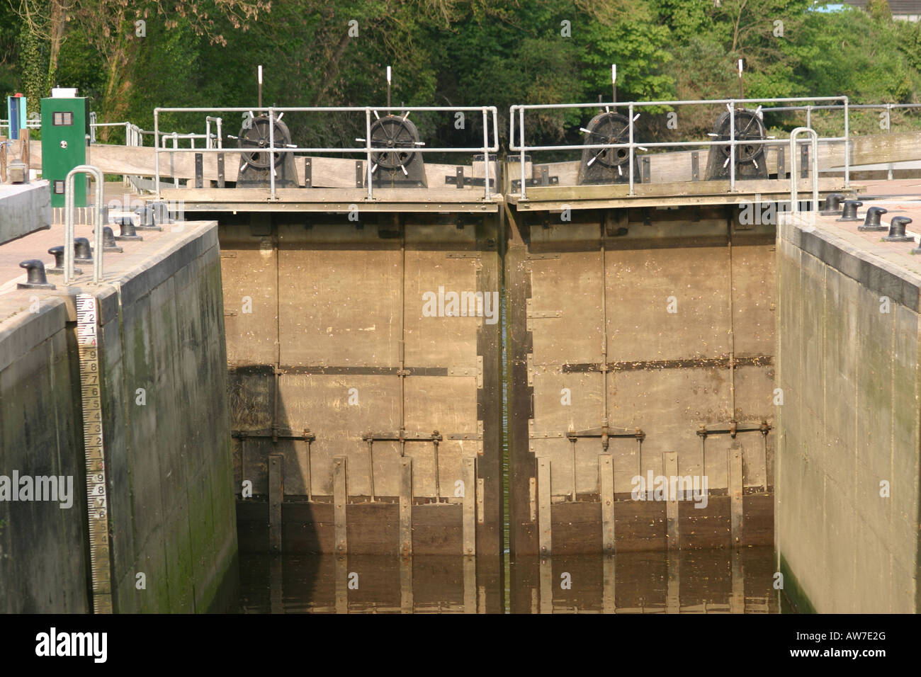 wooden wood lock gates guard safety rail Stock Photo - Alamy