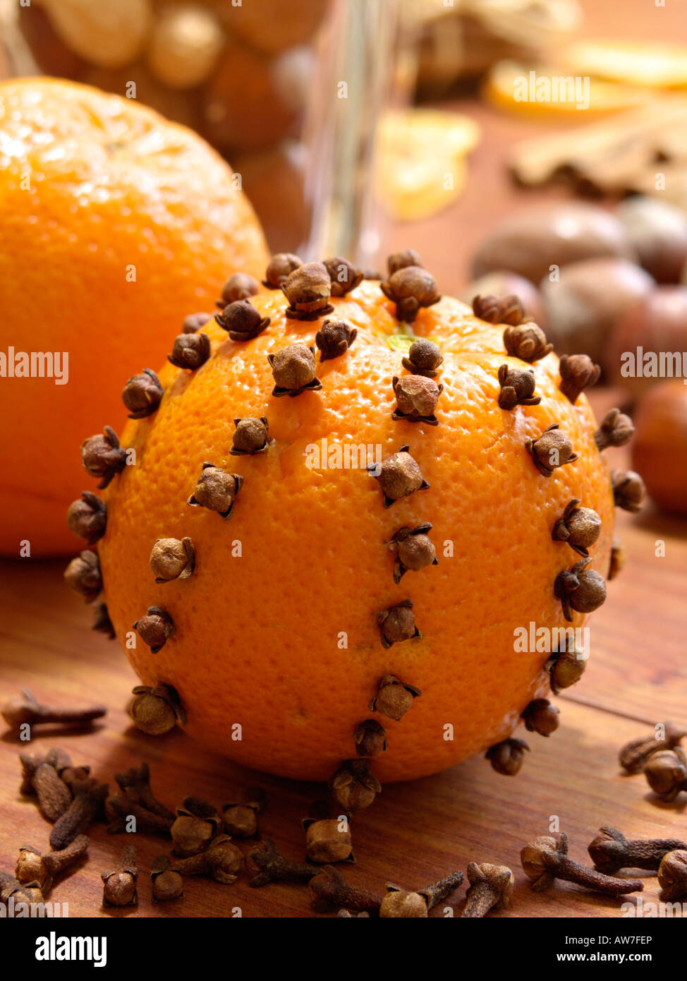 Orange (Citrus sinensis) and clove (Syzygium aromaticum) Stock Photo