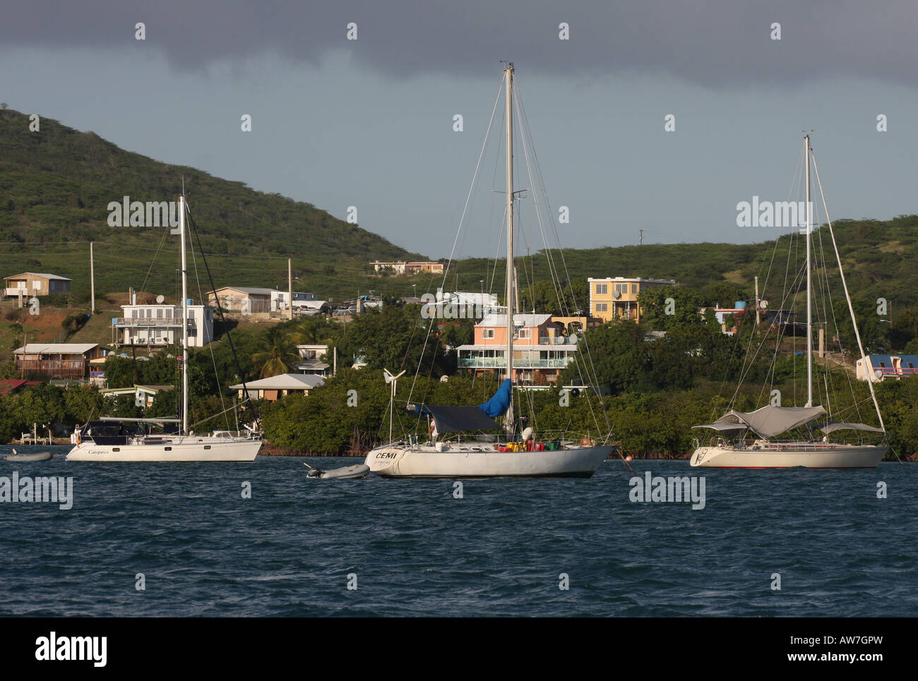 sailboats harbor culebra puerto rico Stock Photo