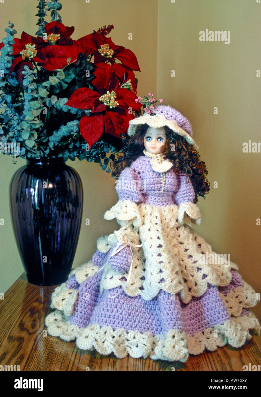 white christmas dresses Vintage Crochet Bed Sitter Doll, Pink & White Dress. Embellished with –  Baby Doll Toy Rescue main image 1