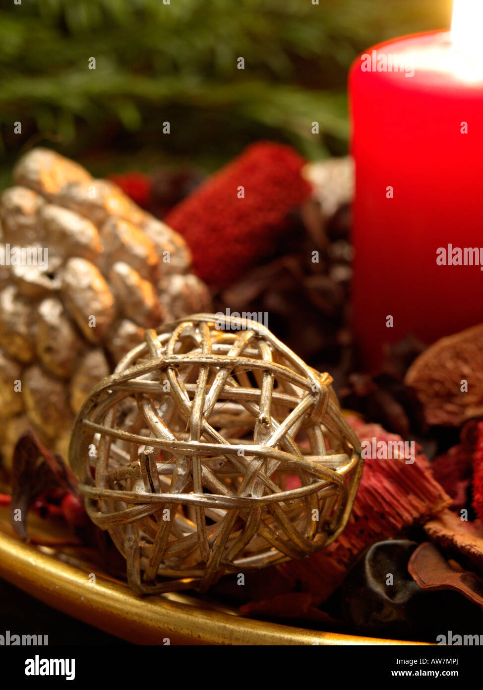 Christmas Decoration With Potpourri Of Dried Plant Parts Stock