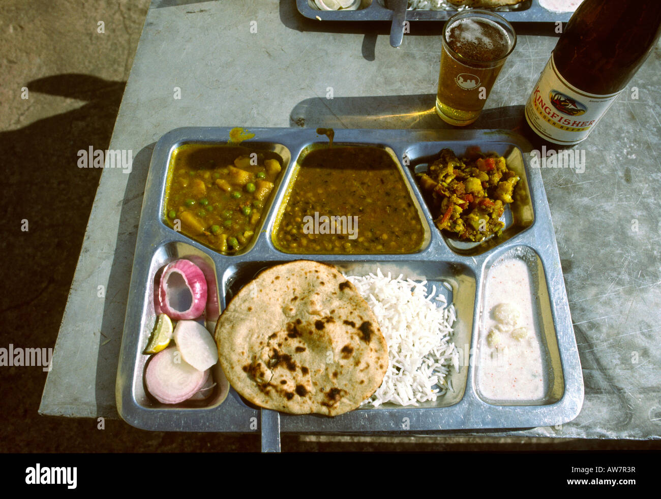 India Food typical thali tray meal Stock Photo