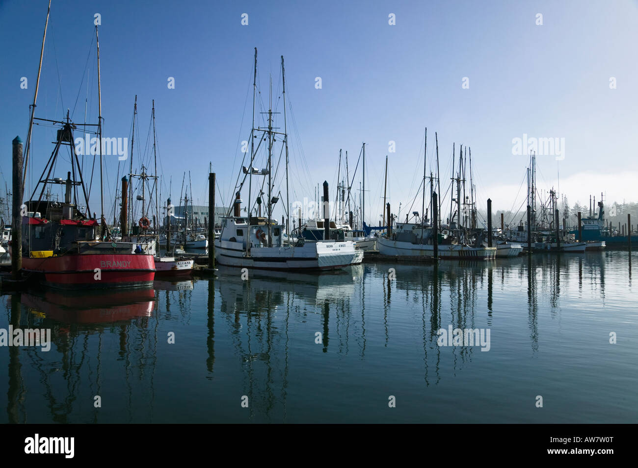 Roll of fishing net on the back of a fishing boat, Charleston Marina,  Oregon Stock Photo - Alamy