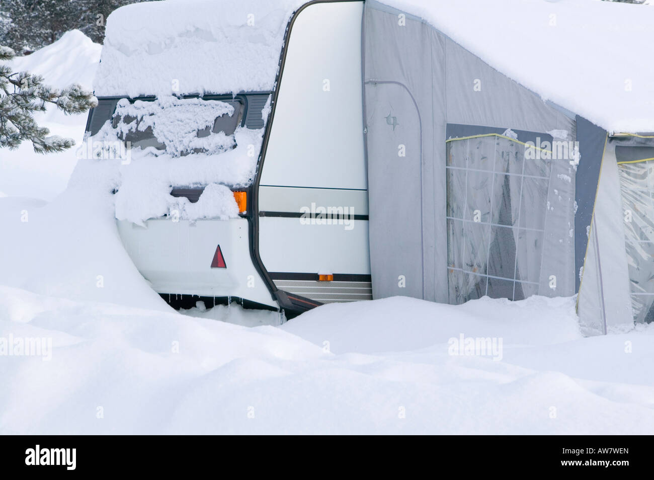 A caravan park in Saariselka Northern Finland Stock Photo