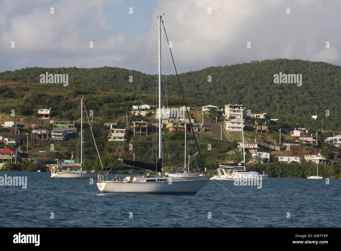 culebra sailboats harbor puerto rico Stock Photo