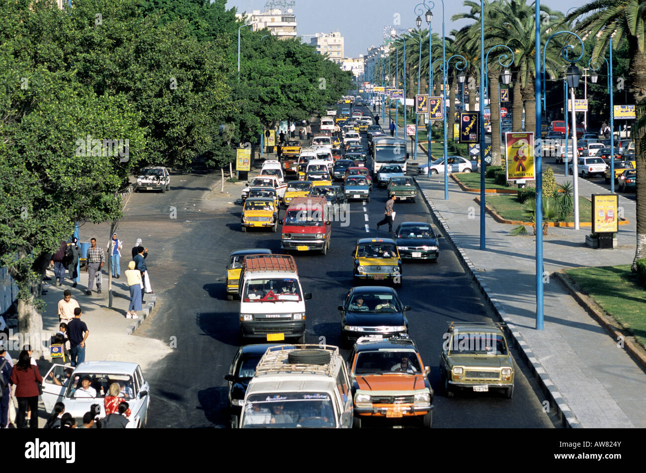 Rush hour traffic Alexandria Egypt Stock Photo
