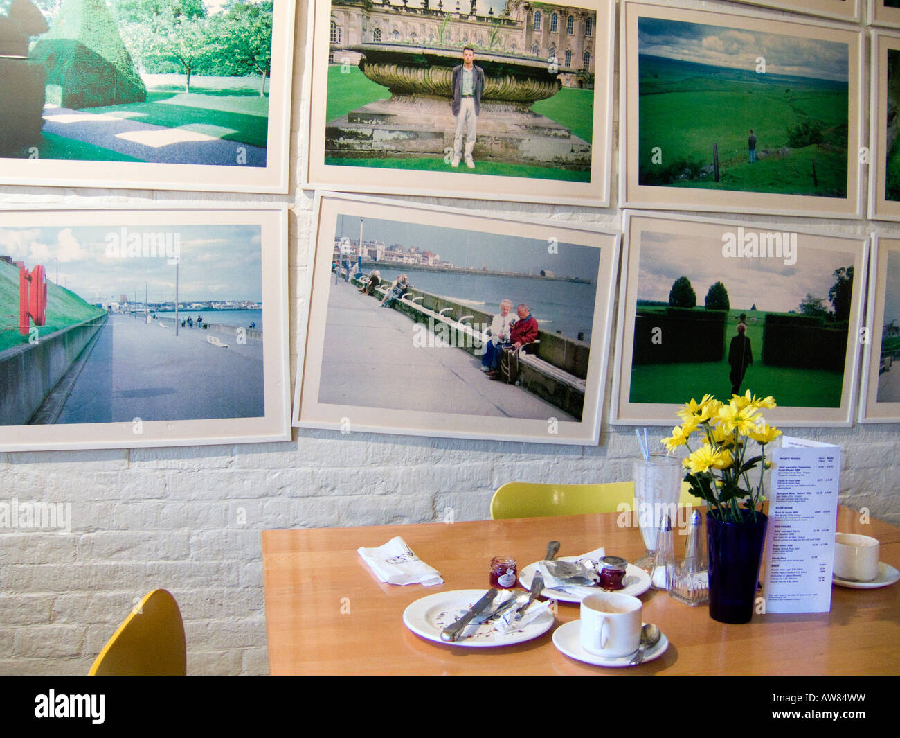 David Hockney's framed artwork on the wall of Salts Mill Gallery