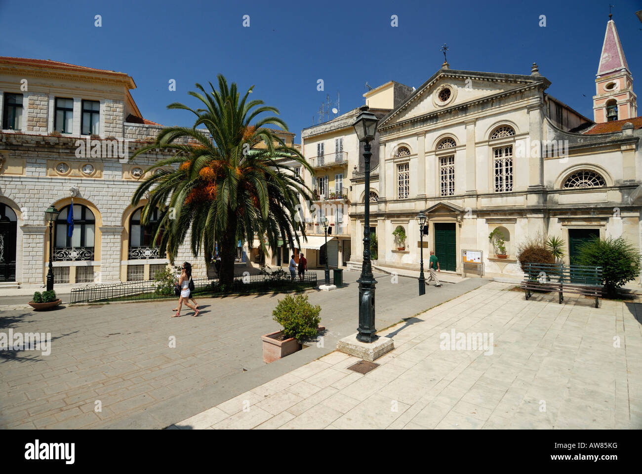 The City Hall and Saint Jacob cathedral (Roman Catholic) in Dimarchiou