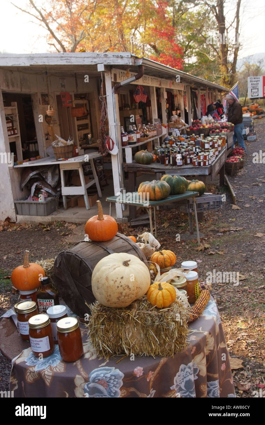 USA Sperryville VA Roadside stand selling local produce and knick