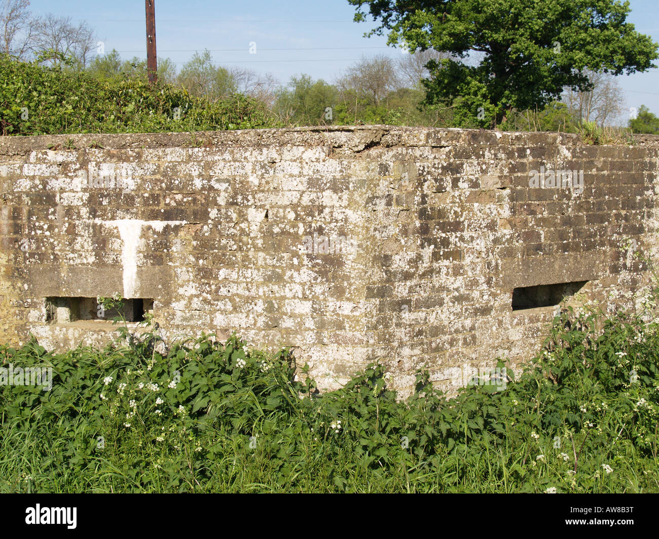 world war 2 defence defensive stone pillbox Stock Photo