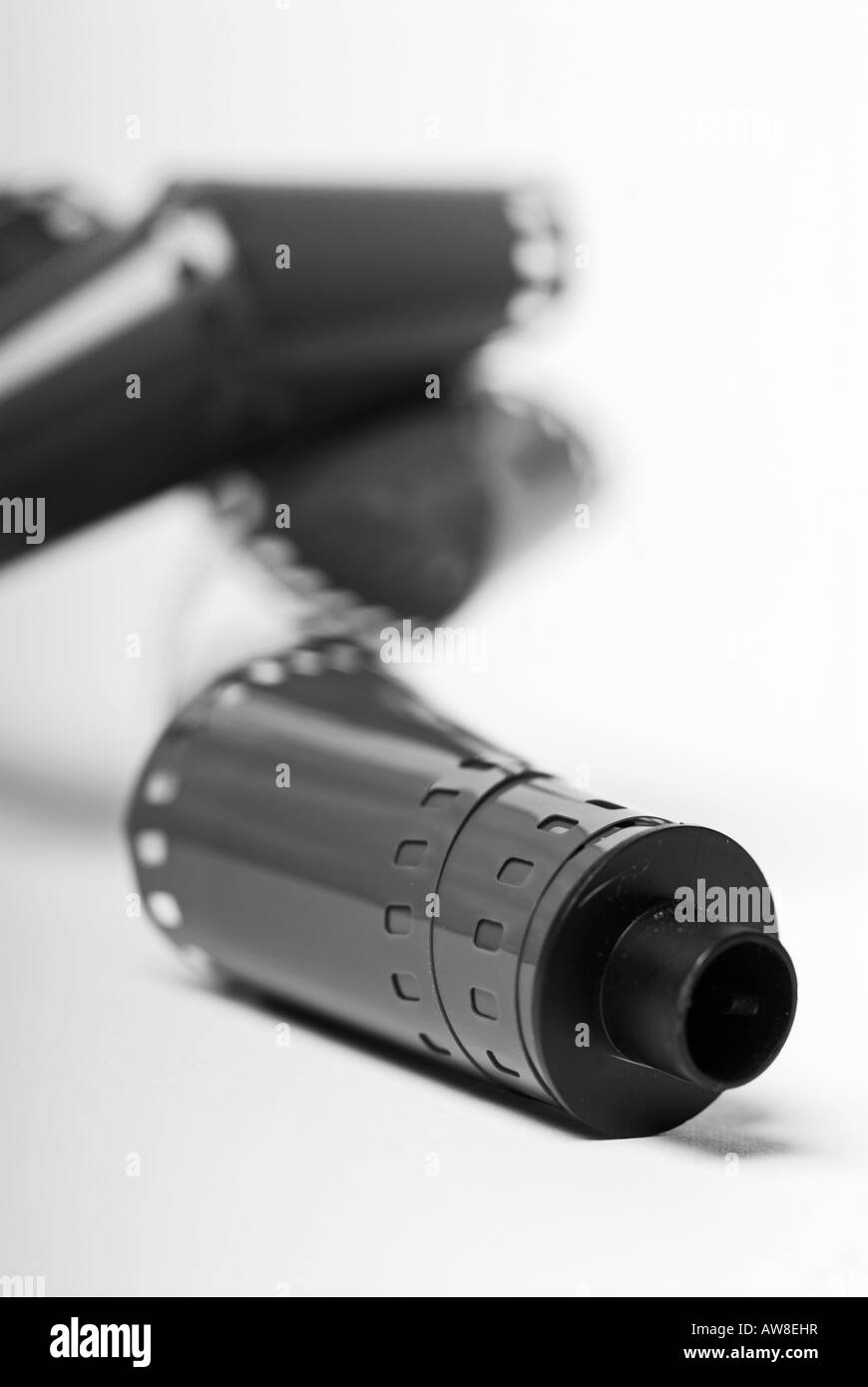 Image of a roll of 35mm camera film The film has been taken out of its