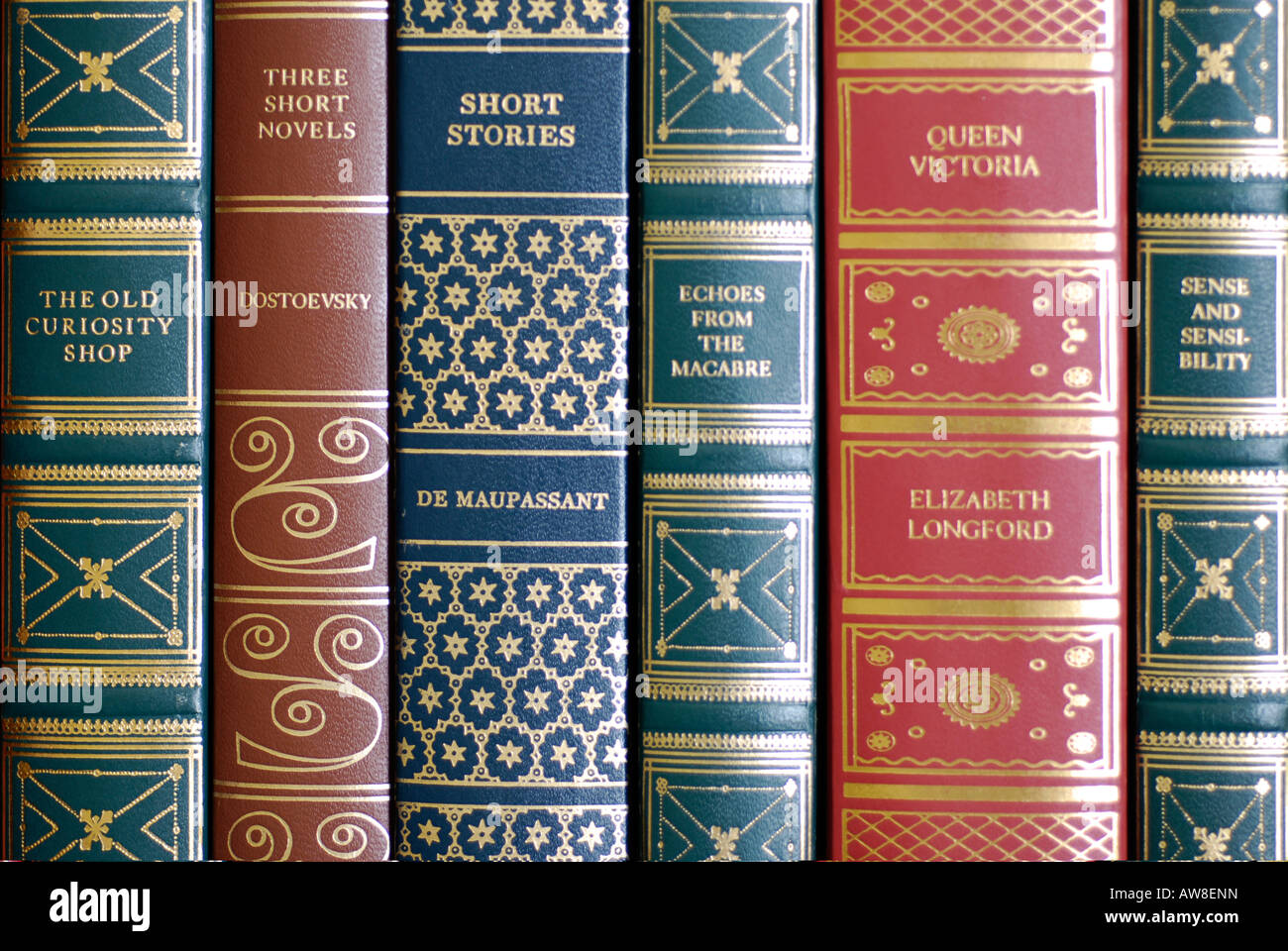 Leather Bound Books Detail (Closeup Stock Photo Alamy