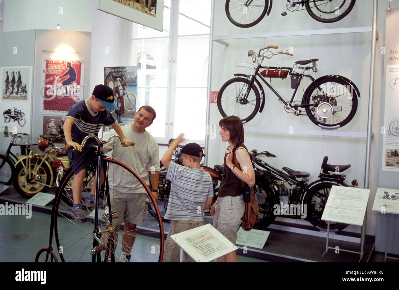 Visitors at the museum of traffic called Verkehrsmuseum in Dresden Saxony Germany Stock Photo