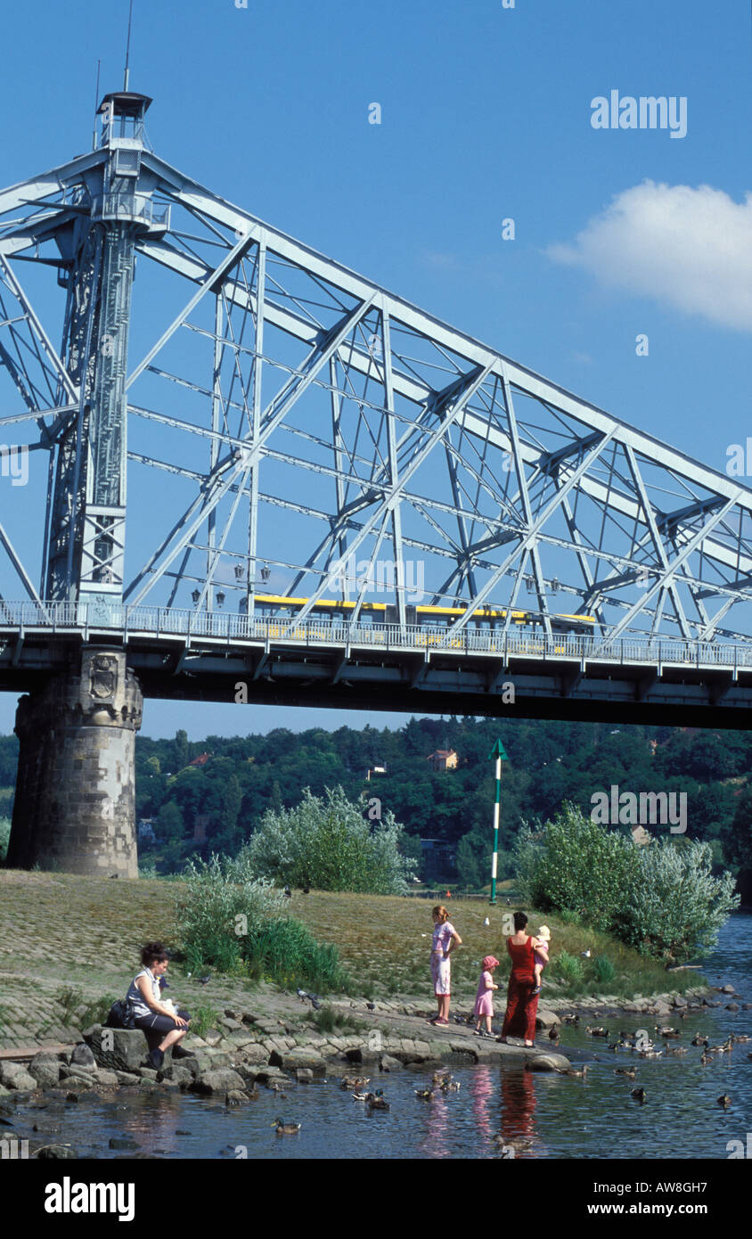 Bridge Blaues Wunder in Loschwitz near Dresden Saxony Germany Stock Photo