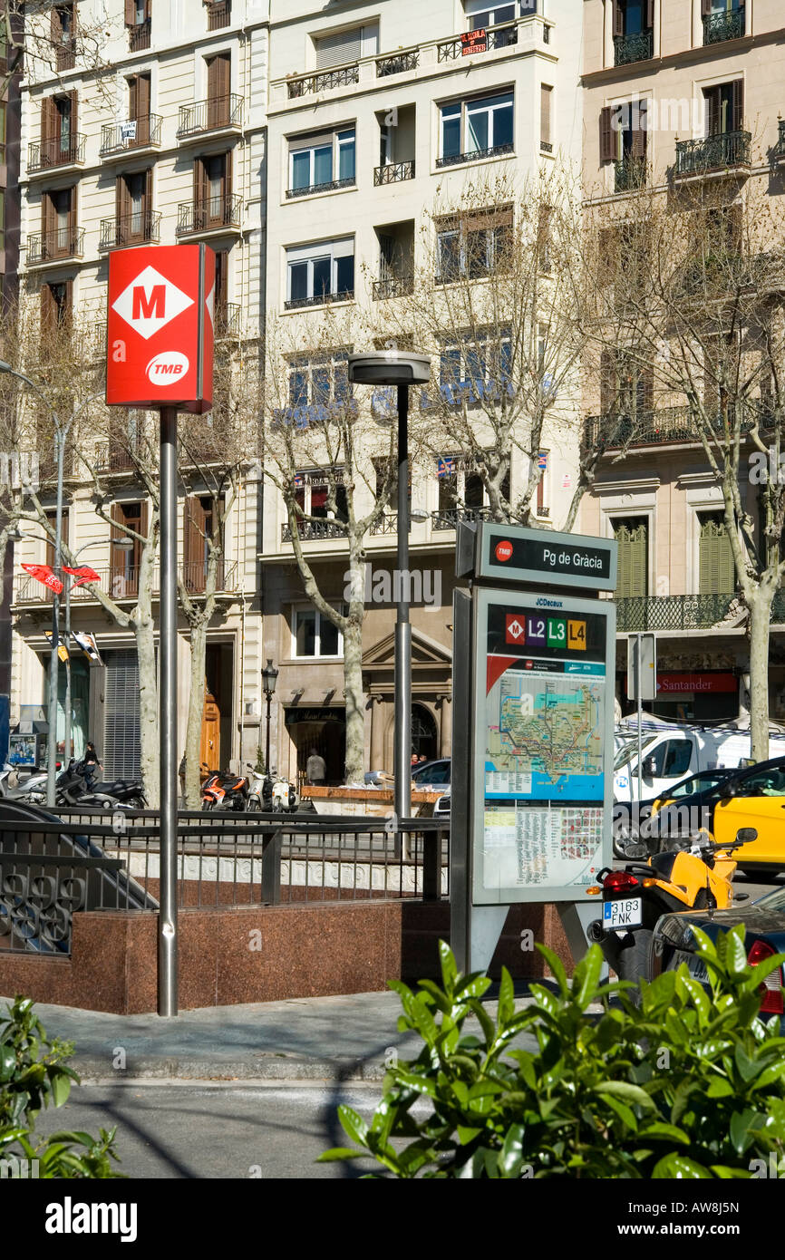 Metro station Passieg de Gracia Barcelona Spain Europe Stock Photo