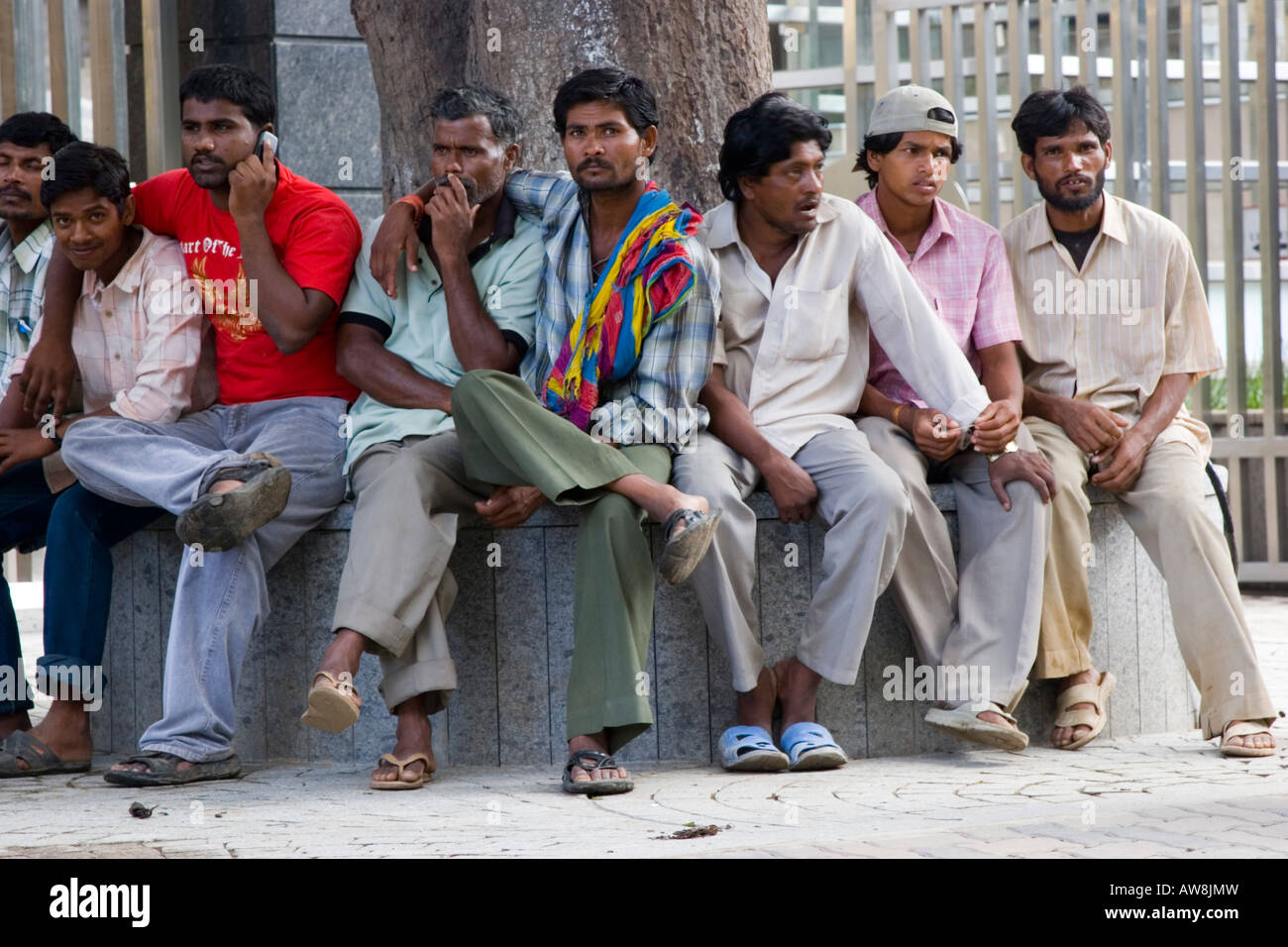 Affection shown amongst all male group of Indian friends Stock Photo