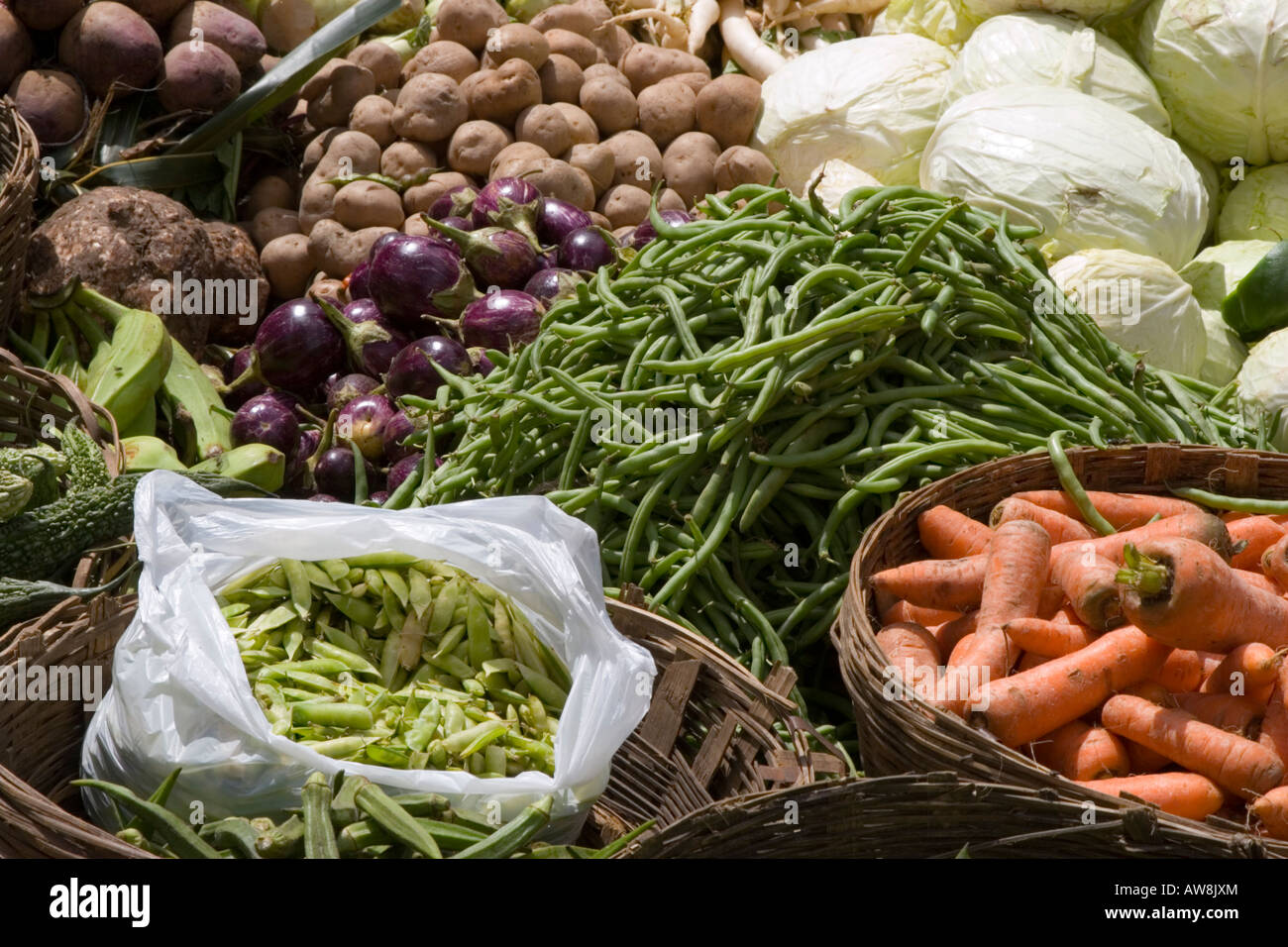 Greengrocer s fruit and vegetable stall in Russel Market Bangalore