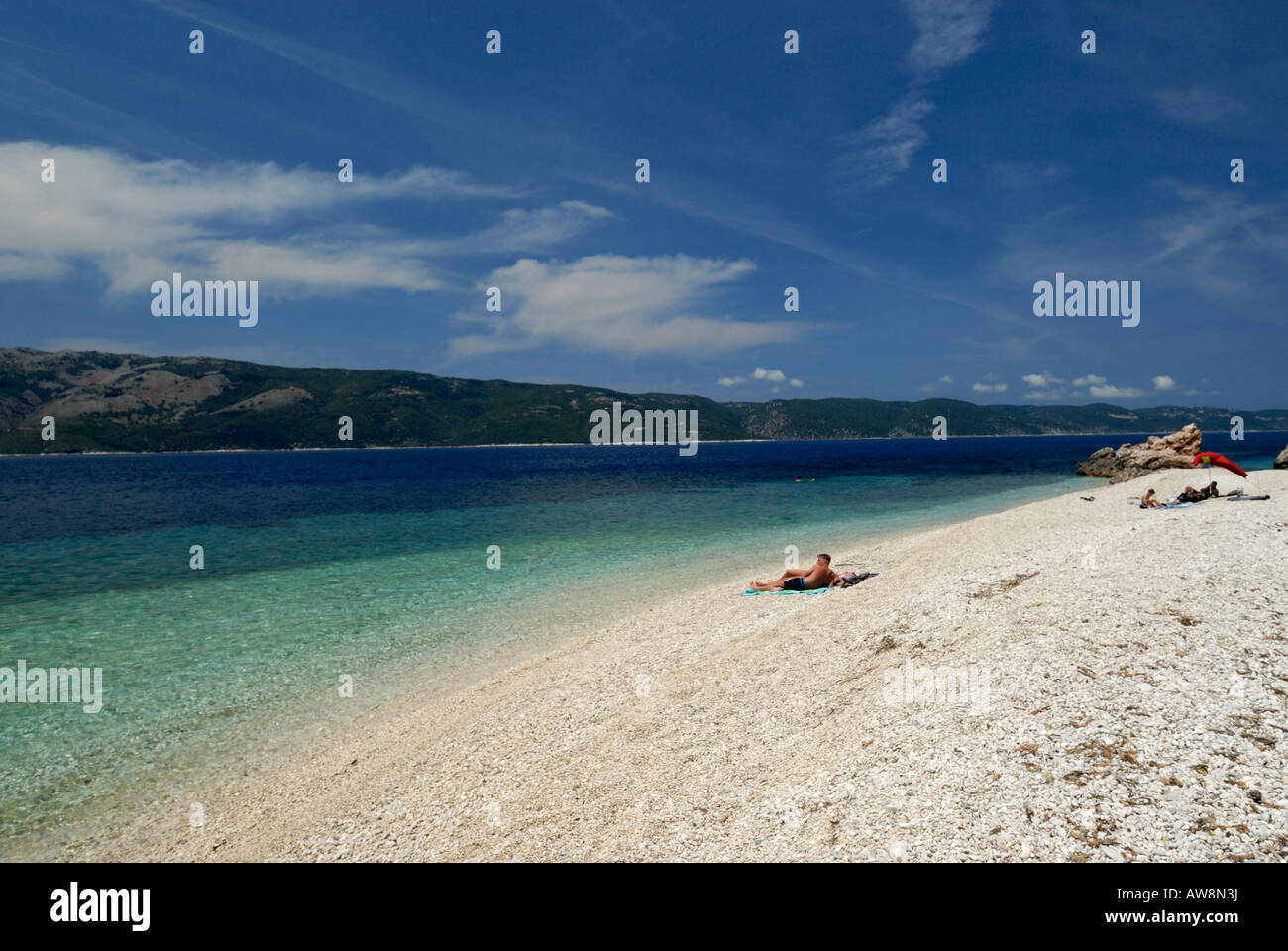 Aspros Gialos beach next to Agios Ioannis village, Ithaki, Greece Stock  Photo - Alamy