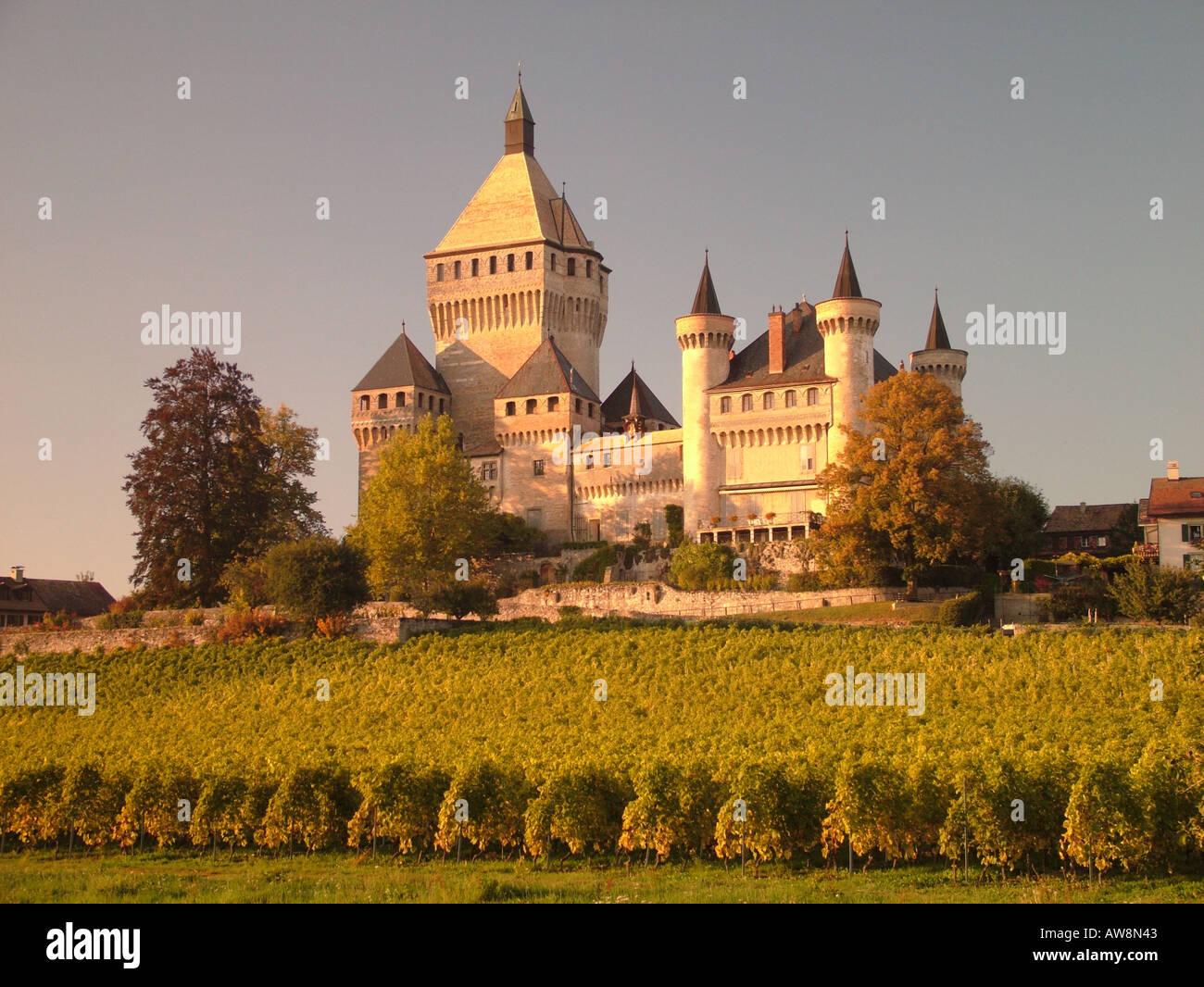AJD47220, Switzerland, Europe, Vaud, Vufflens, La Cote, Vufflens Le Chateau Stock Photo