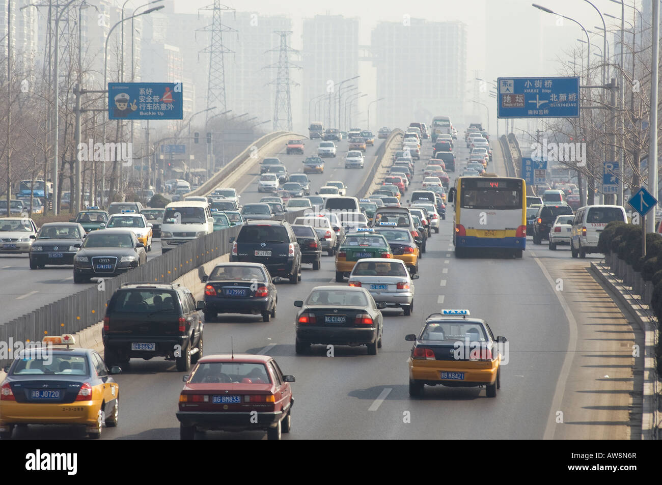 Beijing traffic jam - pollution Stock Photo
