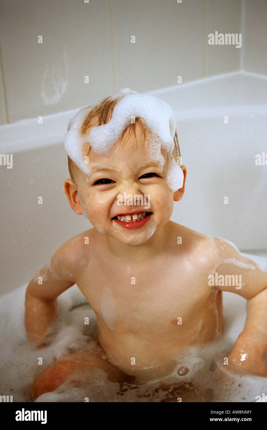 Toddler Having A Bath Stock Photo Alamy