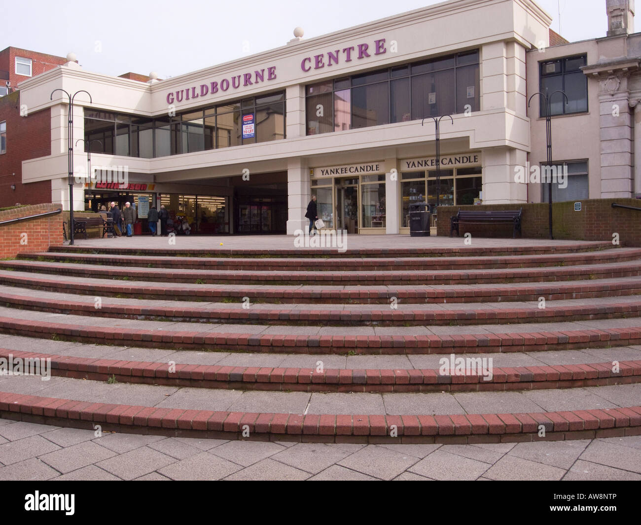The front entrance to the Guildbourne Centre, Worthing, West Sussex, UK Stock Photo