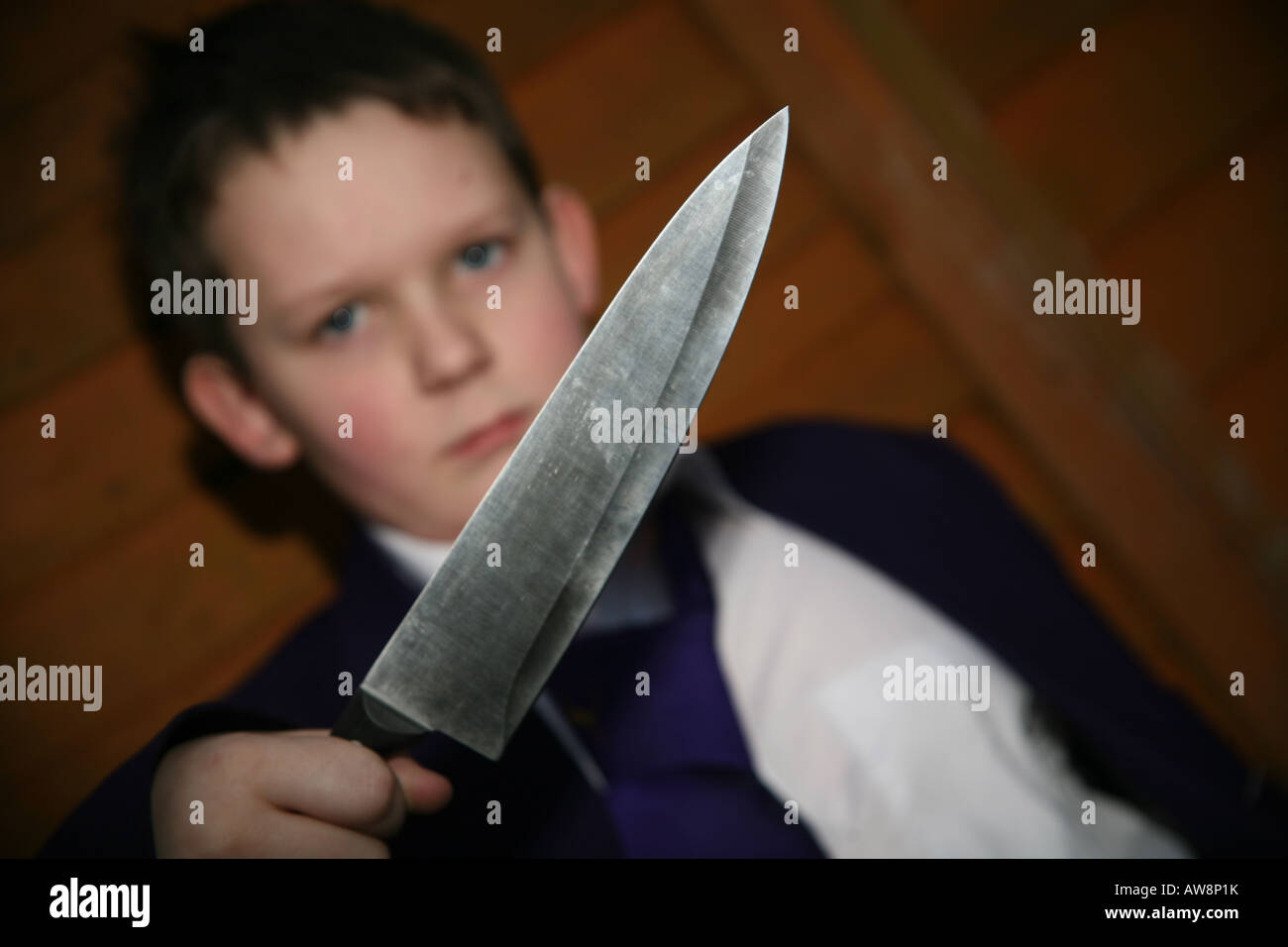 school boy with a knife Stock Photo Alamy