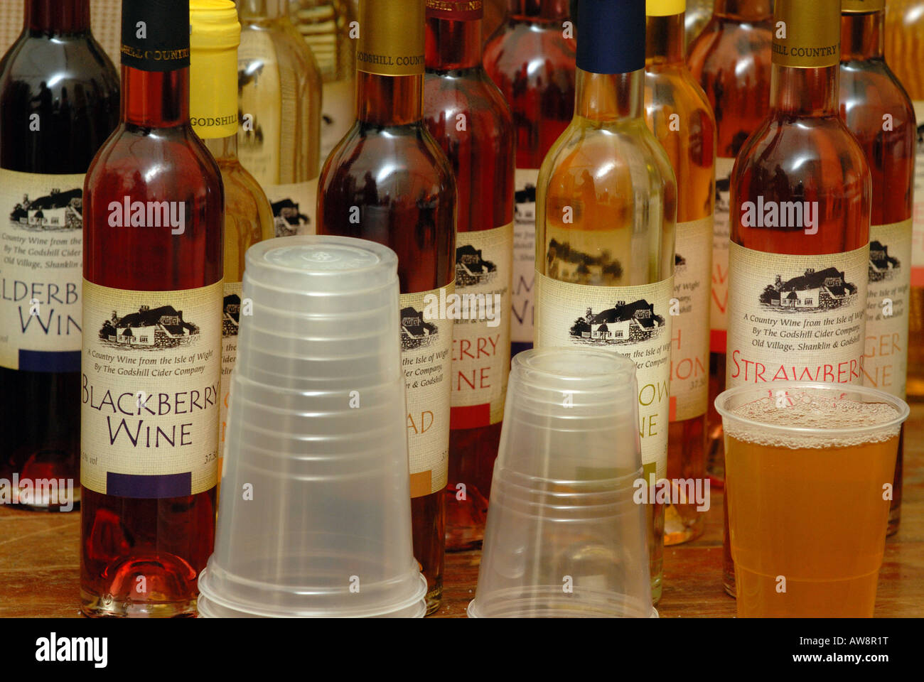 beers wines and spirits for sale on a stall at the isle of wight garlic festival home made local
