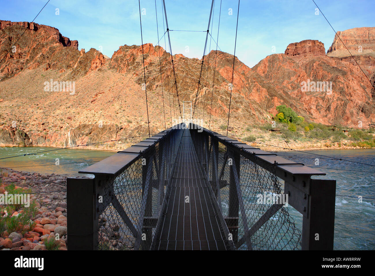 SUSPENSION BRIDGE AKA SILVER BRIDGE OVER COLORADO RIVER AT THE END OF