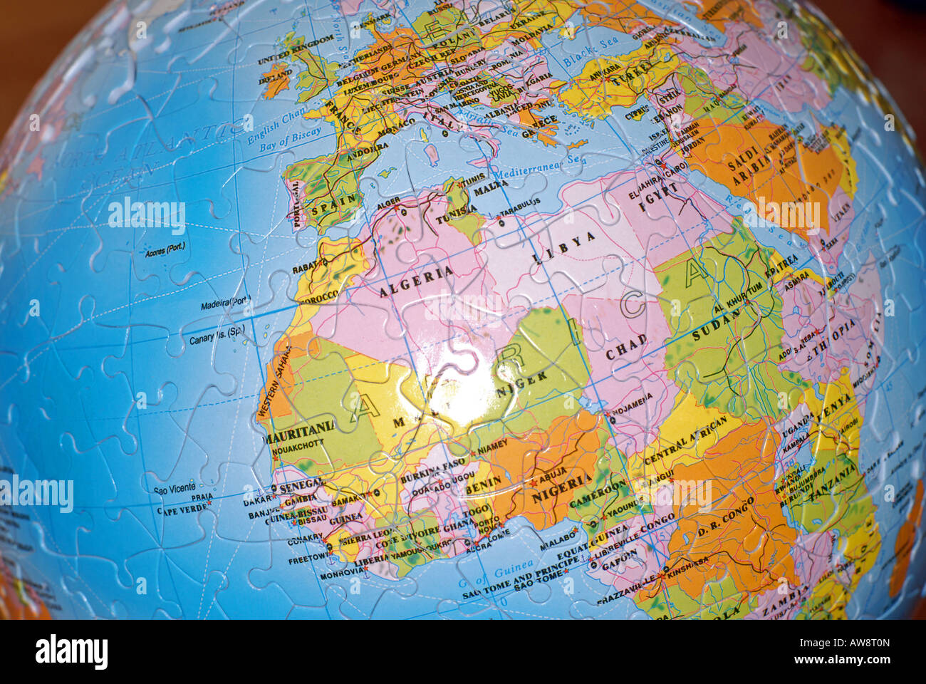 A globe of the world showing Stock Photo