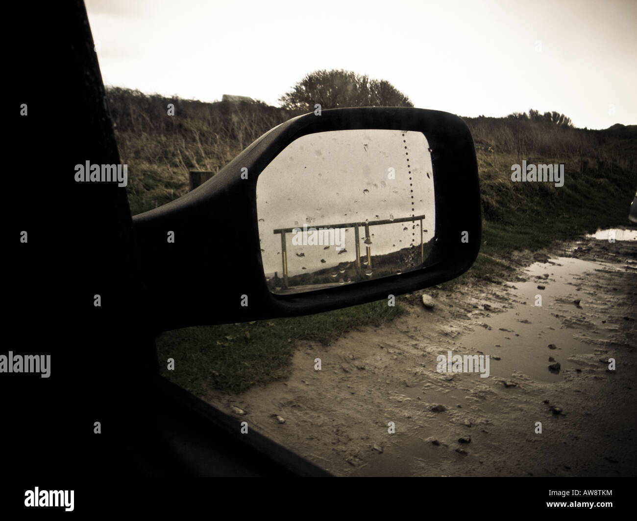 Storm in the wing mirror Stock Photo