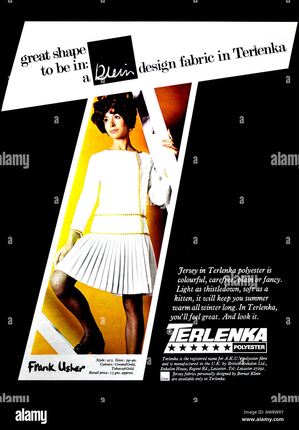 1960s Nova Magazine October 1968 Advertisement for Terlenka Polyester Jersey Bernat Klein Frank Usher  FOR EDITORIAL USE ONLY Stock Photo