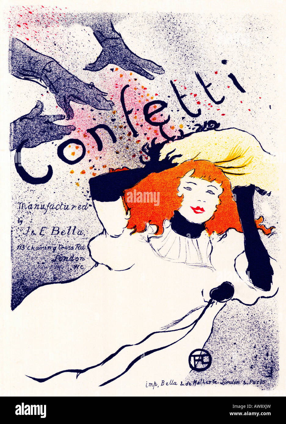 Confetti 1894 Art Nouveau poster by Henri de Toulouse Lautrec for the English paper maker makers J E Bella Stock Photo