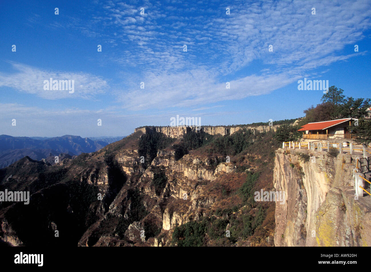 The lookout at Divisadero in the Copper Canyon or Barranca del Cobre, Chihuahua, Mexico Stock Photo