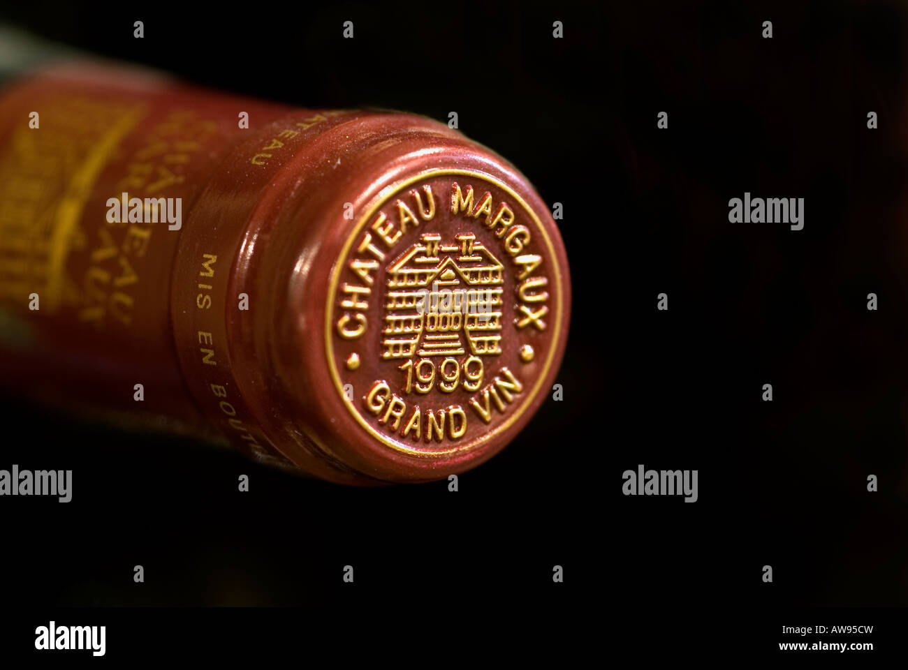 Top of a single Bottle Chateau Margaux Stock Photo