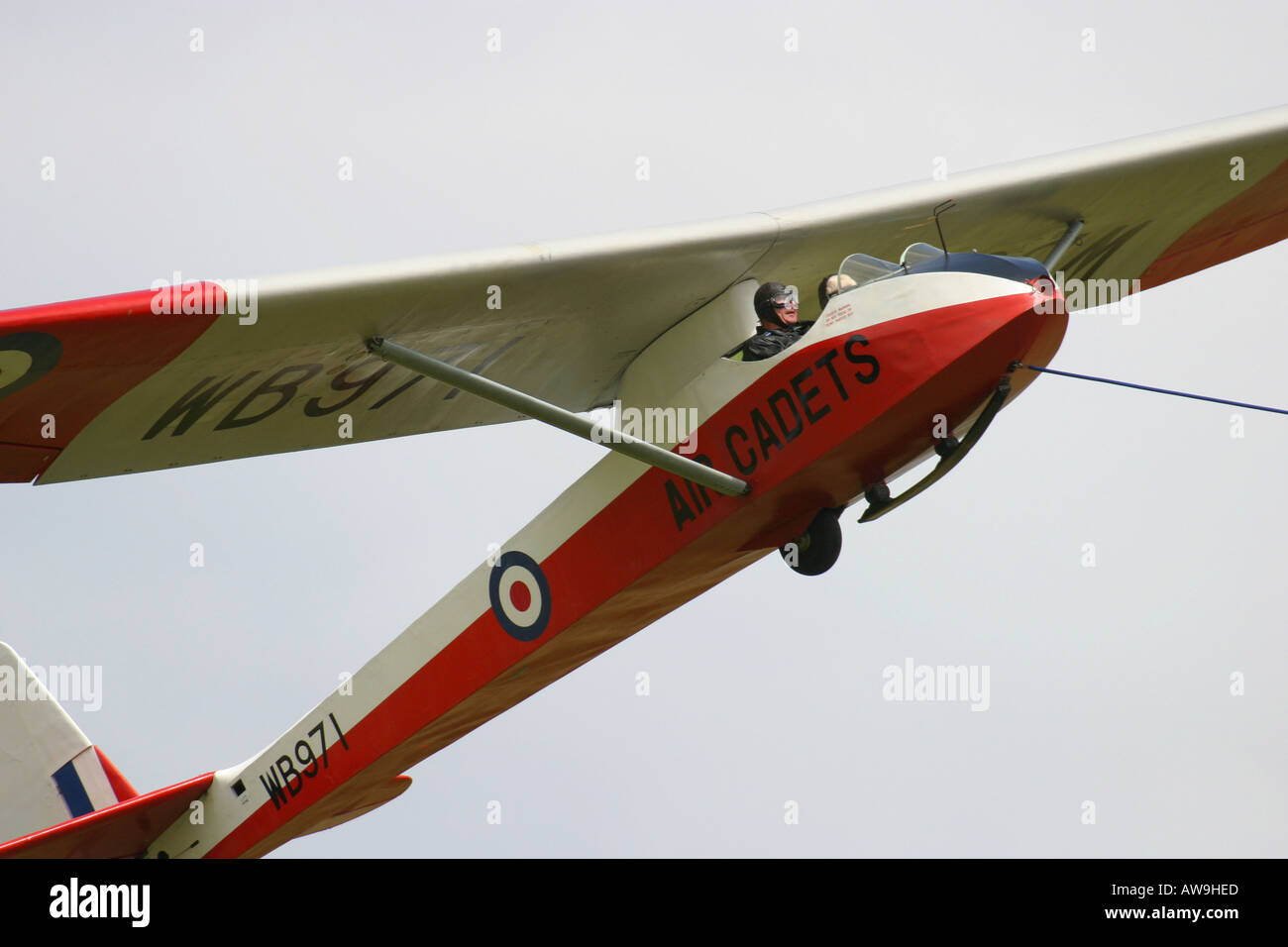 A vintage open cockpit glider being winch launched Stock Photo Alamy