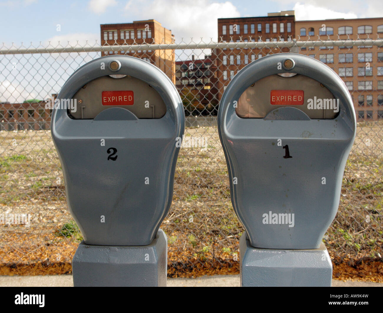Expired parking meters. Stock Photo