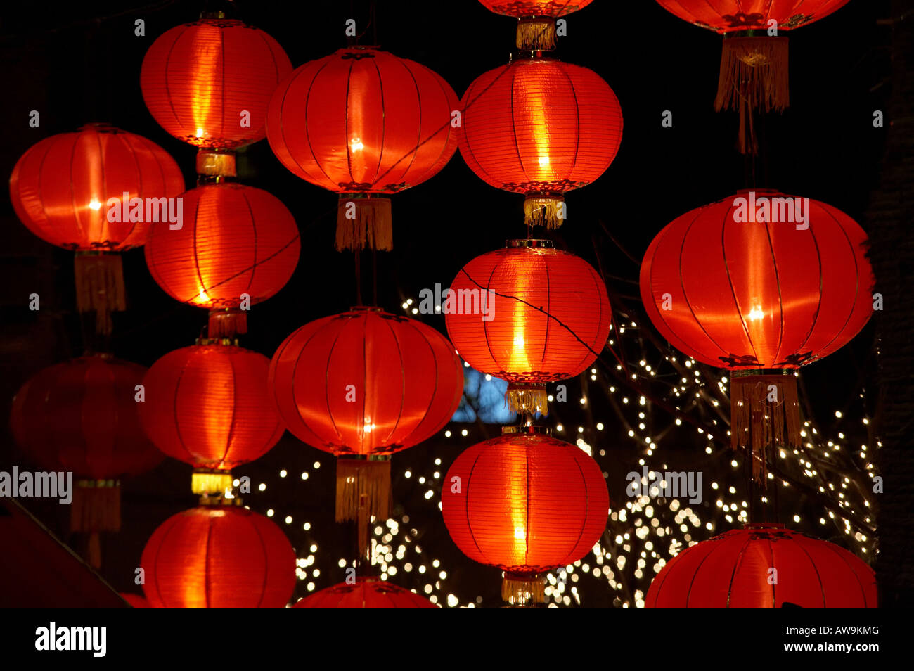 Chinese New Year Red Lantern Festival celebrations in Shanghai China Asia  night light lit up decorations Stock Photo - Alamy