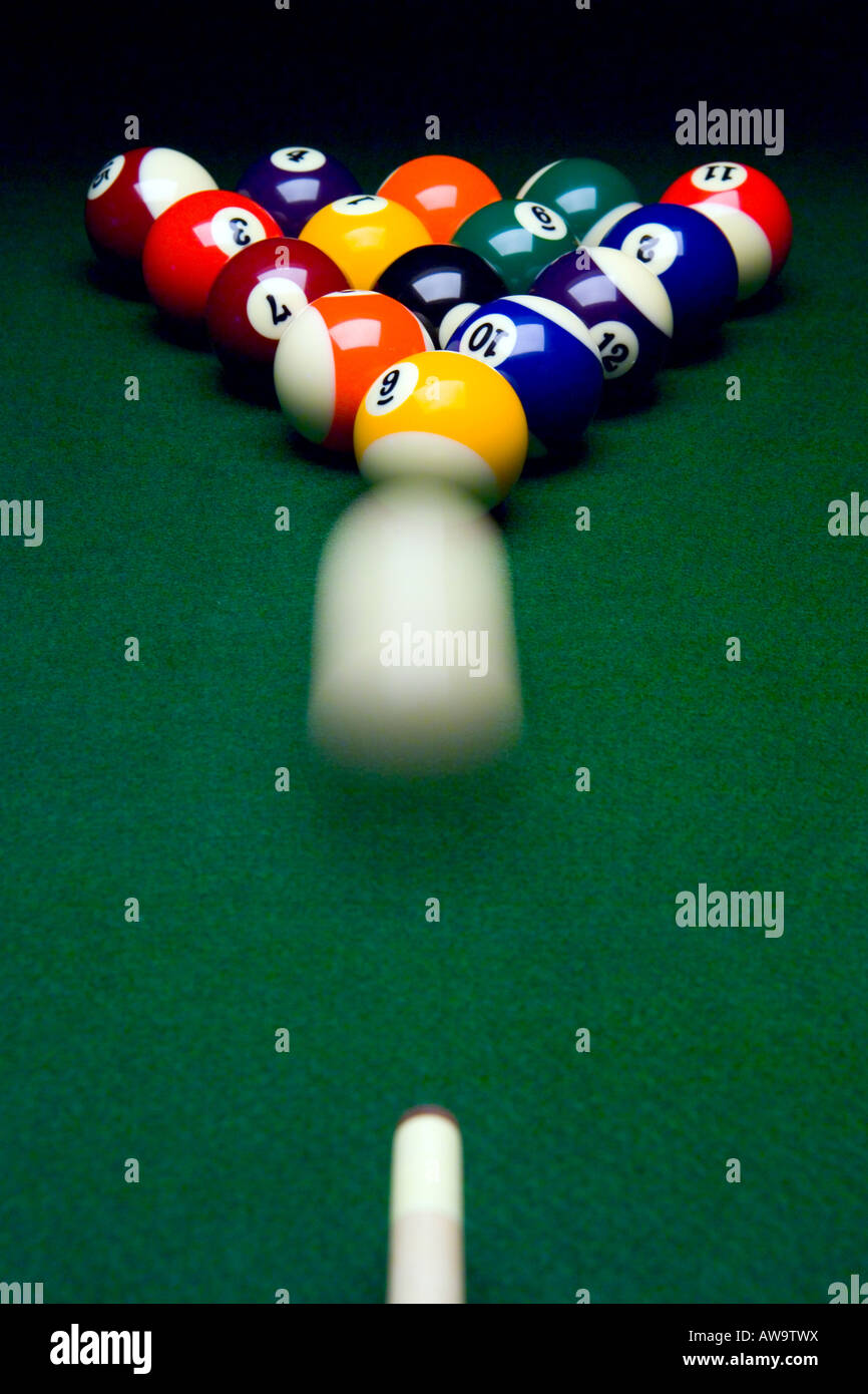 Breaking cue ball vertical Stock Photo