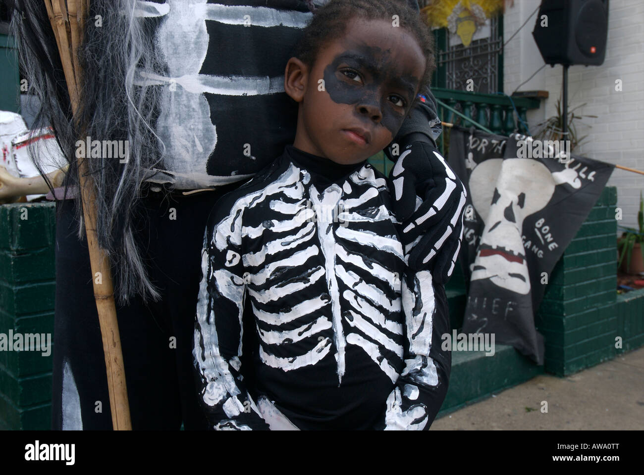 North Side Scull and Bones Gang on Mardi Gras Day New Orleans Louisiana  Stock Photo - Alamy
