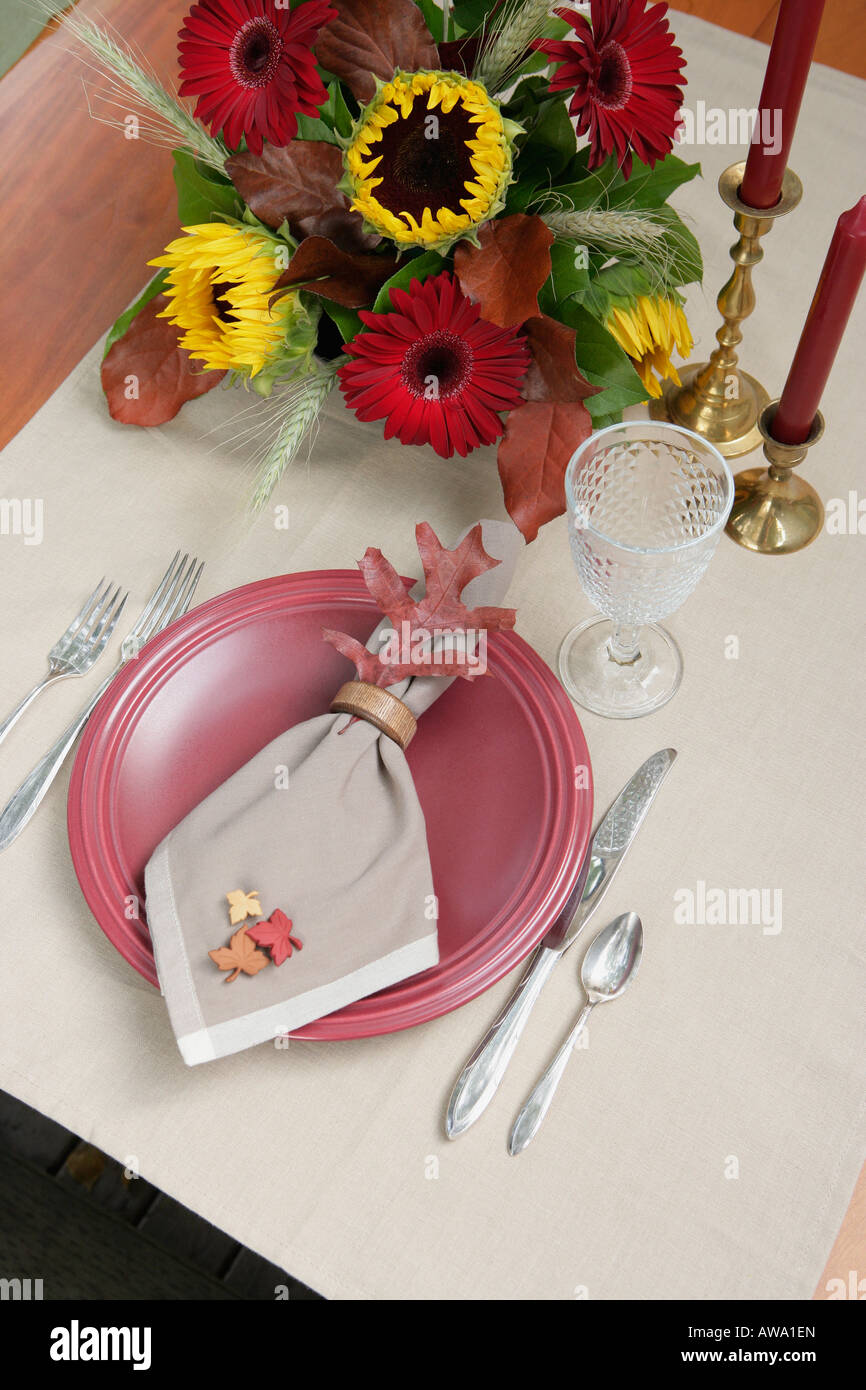 Place setting at a table Stock Photo